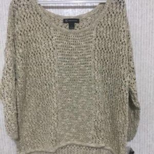 Women's Woven Sweater XL Beige Gold Knit